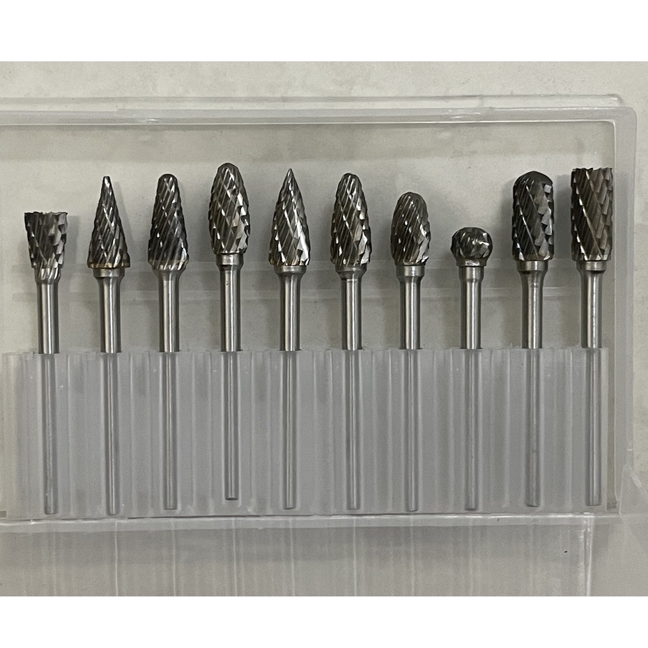 Bộ mũi dũa gỗ (10 cái ) cốt 3 dùng cho máy cầm tay . để tỉa gỗ , lấy nền gỗ, khoét ..