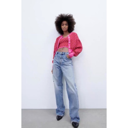 Áo len croptop kèm váy len Zara xuất dư