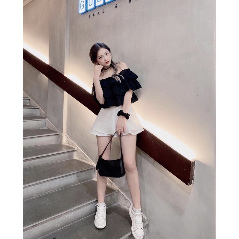 Quần váy tafta cạp cao xoè 2 tầng trắng tingoan CHARMIE SKORT/WH | BigBuy360 - bigbuy360.vn