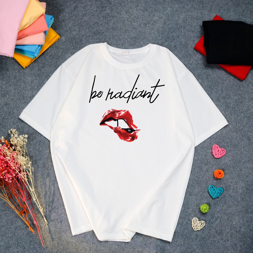 Áo Thun Nữ Tay Ngắn In Hình Môi Đỏ Và Chữ Be Radiant DLX