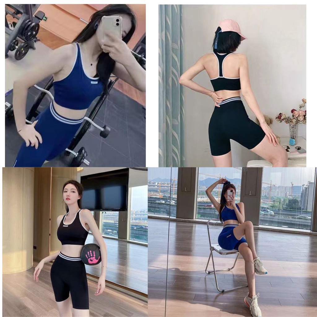 Bộ tập gym yoga nữ áo bra có mút ngực quần legging lửng nâng mông - Đồ tập gym yoga nữ tôn dáng PT store B09