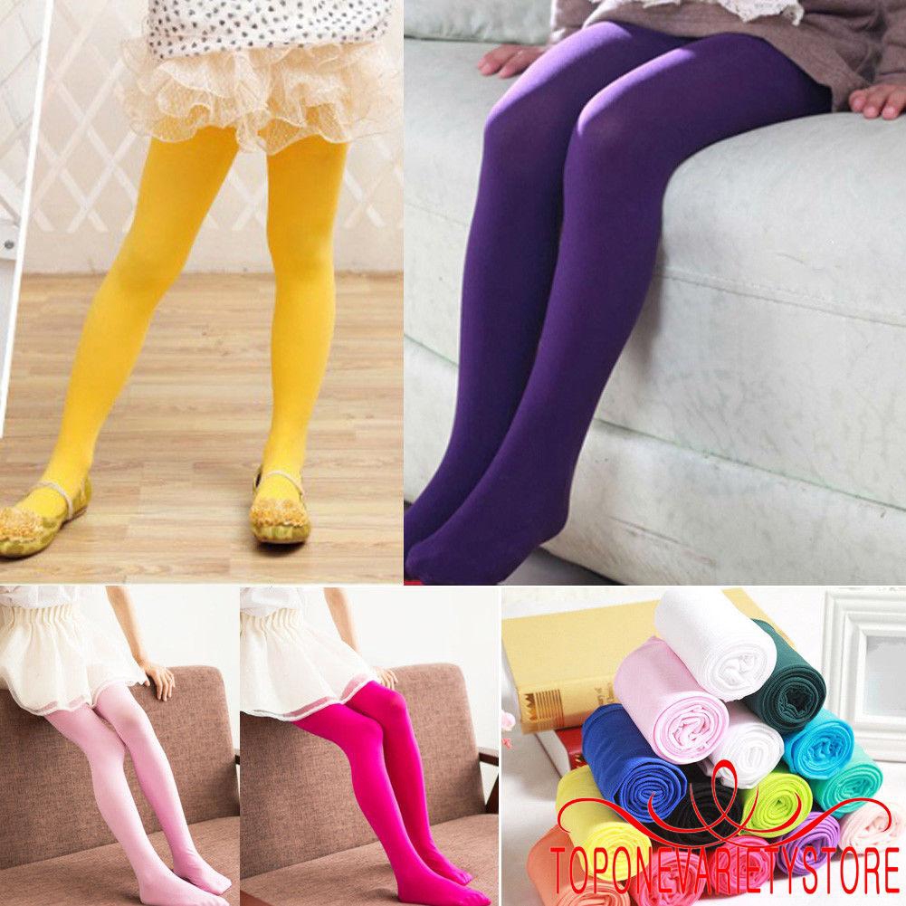 Quần tất vải nhung mềm màu trơn cho bé gái
