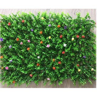 Tấm cỏ tai chuột điểm hoa trang trí tường ( KT: 40cm x 60cm )