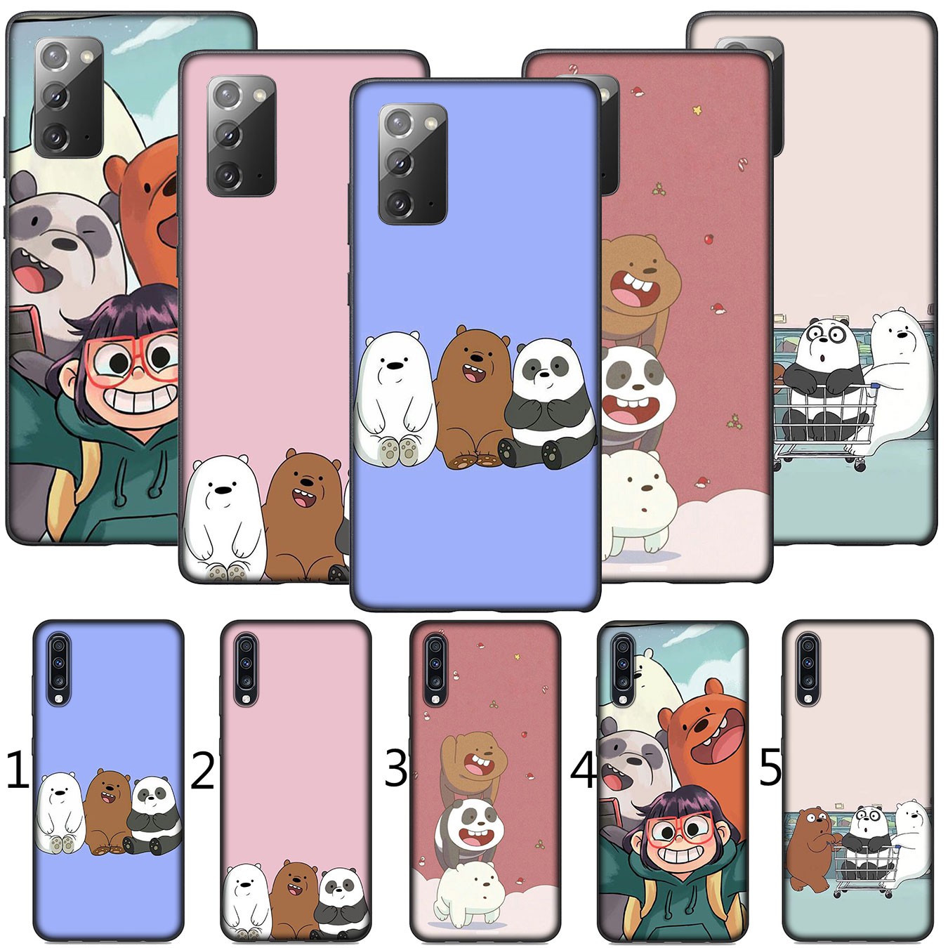 Samsung Galaxy A02S J2 J4 J5 J6 Plus J7 Prime A02 M02 j6+ A42 + Casing Soft Silicone Phone Case H75 We Bare Bears Cover