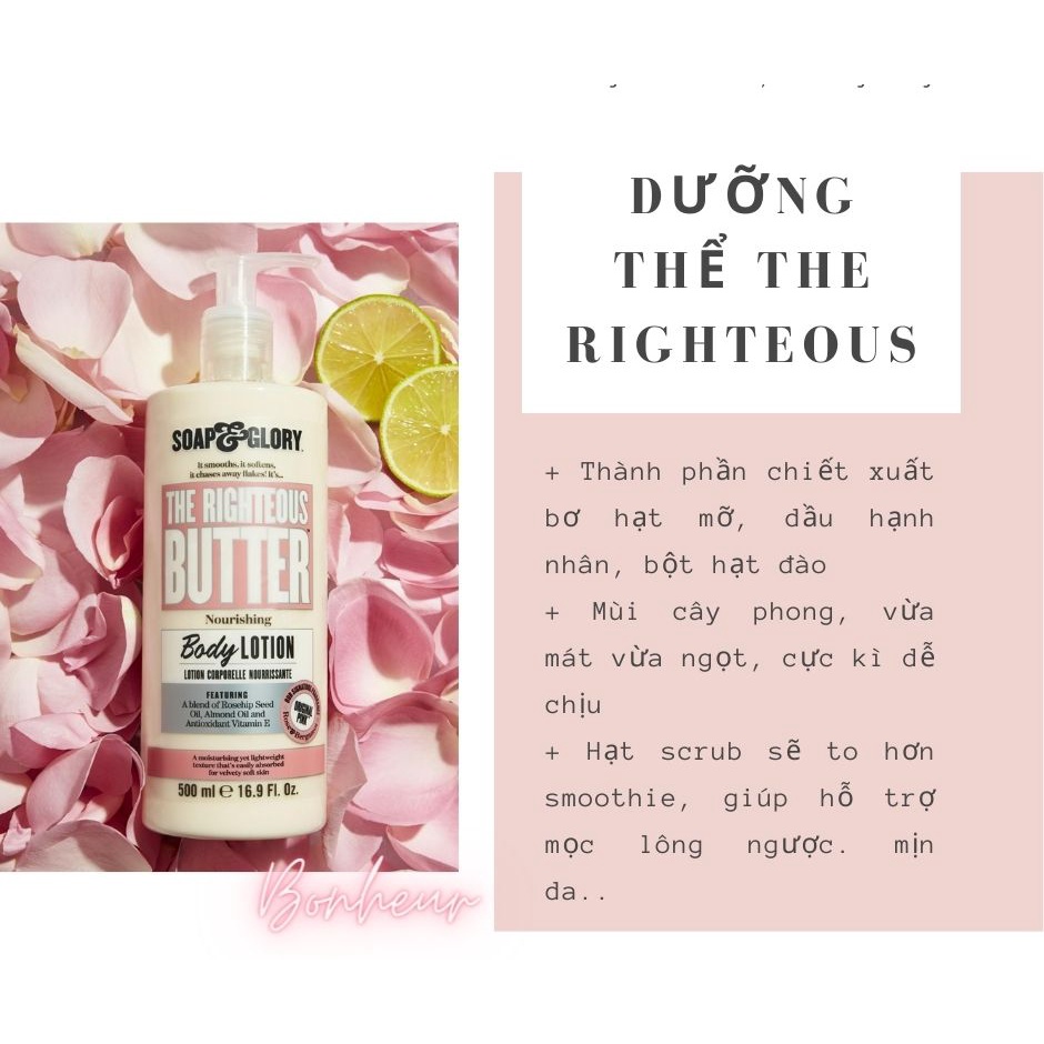 Sữa Dưỡng Thể Soap & Glory The Righteous Butter Body Lotion dưỡng ẩm, trắng da hương nước hoa 500ml | BigBuy360 - bigbuy360.vn