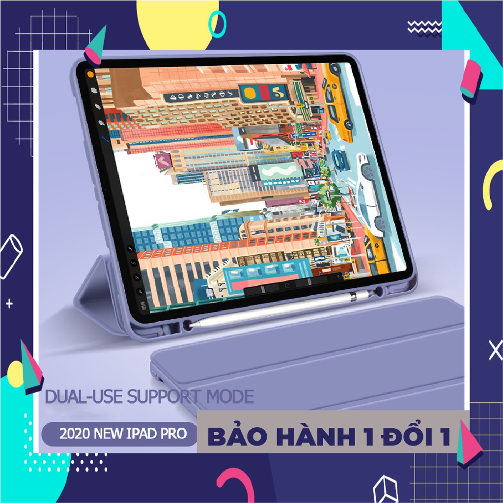 [MÃ MACHM10K giảm 10k đơn bất kỳ]Bao da ipad Pro Flip Cover Case ốp lưng siêu chống sốc kèm khe đựng bút - 9.7/10.2/10.5