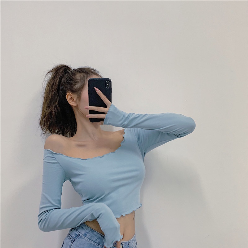 Áo Thun Trễ Vai Dáng Ôm Thiết Kế Đơn Giản Hợp Thời Trang