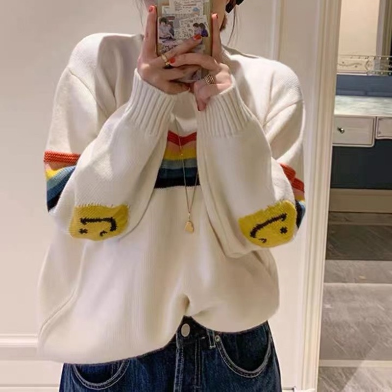 Áo sweater Dệt Kim Dáng Rộng Thiết Kế Mới Thời Trang Mùa Thu Phong Cách Hàn Quốc Cho Nữ