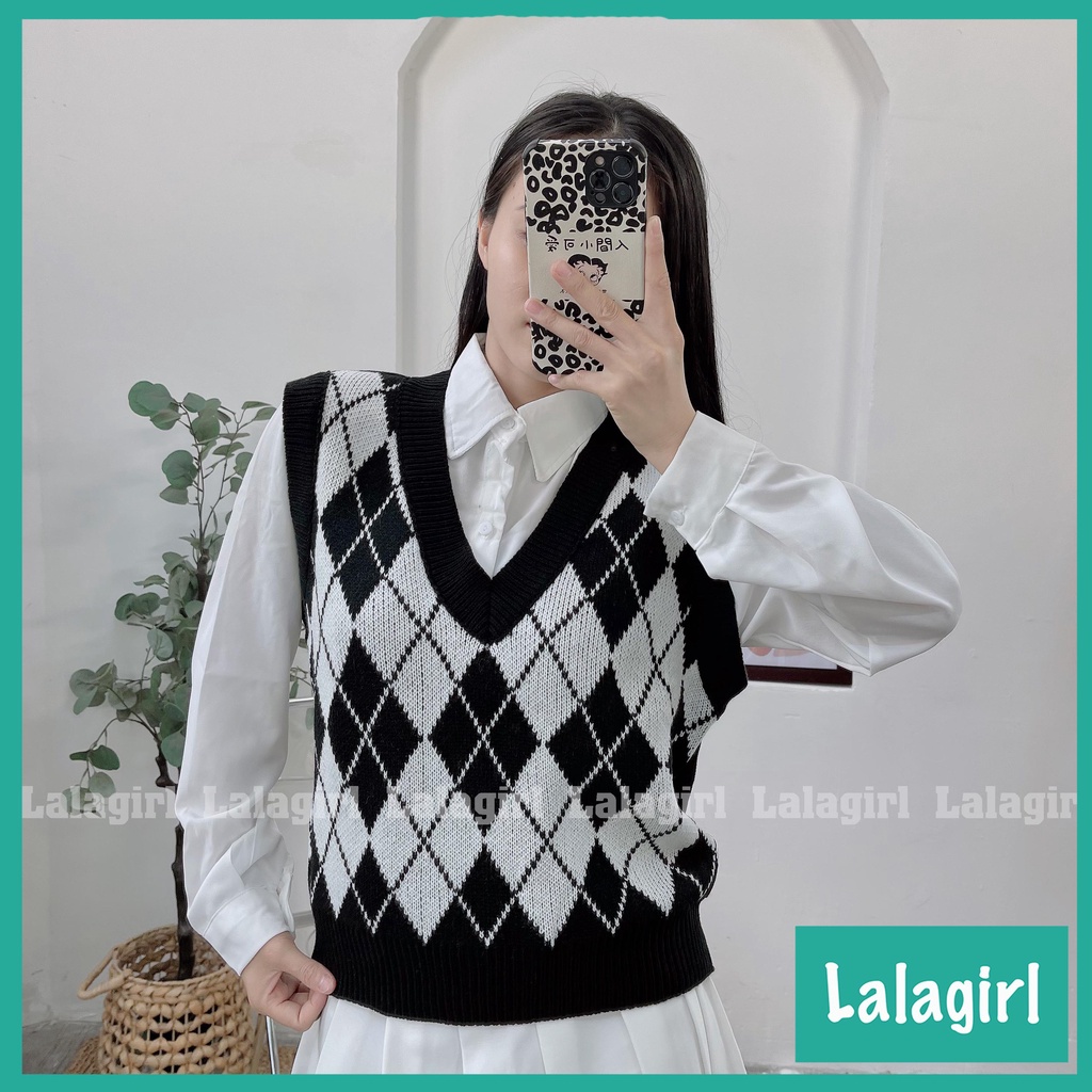 Áo Gile Len Nữ Họa Tiết Caro Nhiều Màu