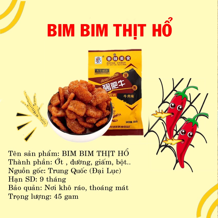 Bim bim thịt hổ ăn vặt trung quốc  gói 45 gam siêu ngon