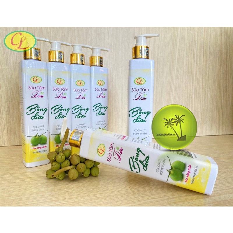 [Cửu Long] Sữa Tắm từ Dừa Cửu Long - Sữa Tắm Bông Dừa 250ml Mờ Nám, Loại bỏ đồi mồi cho da.