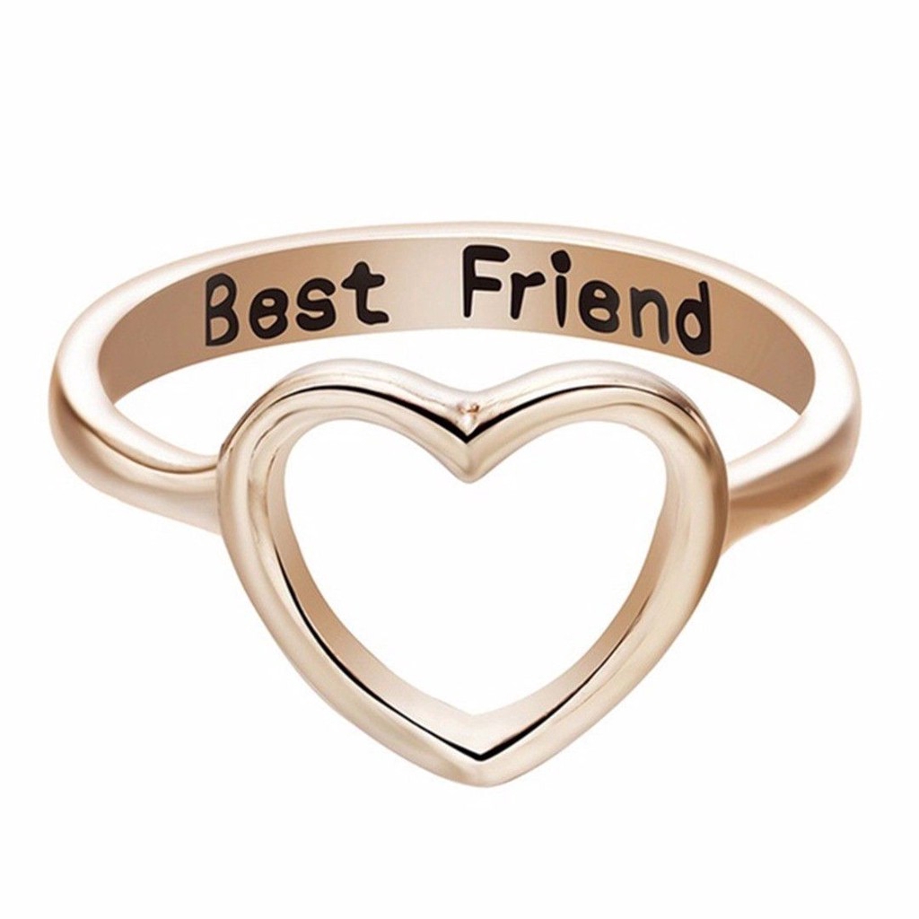 Nhẫn bạn thân khắc chữ Best Friend thiết kế trái tim