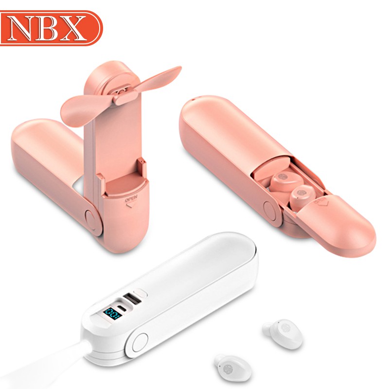 NBX New F7 wireless bluetooth in-ear with handheld fan charging and flashlight design