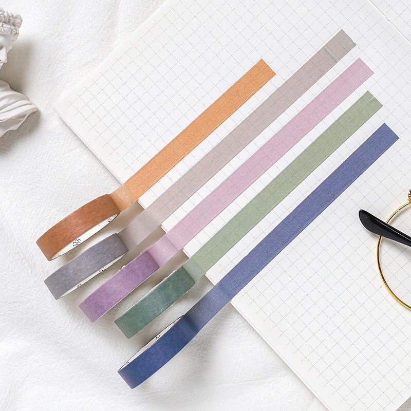 Hộp 5 cuộn washi tape băng dính trang trí hoạ tiết đơn giản