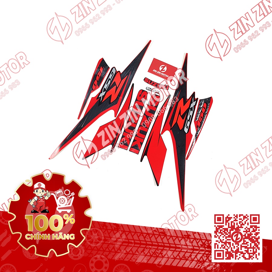 Bộ Tem Đỏ Đen Nhám - GSX R150 - 68000-23K00-APM - ZIN ZIN MOTOR