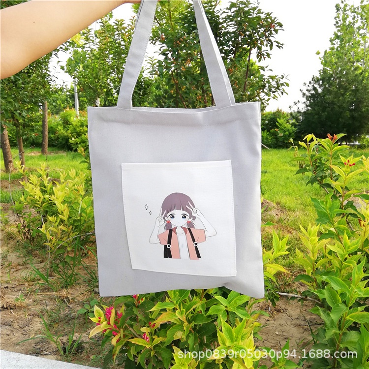 Túi Vải Canvas Đeo Vai In Họa Tiết Xinh Xắn Thời Trang