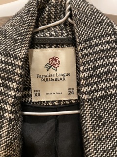 Áo khoác dạ Pull & Bear kẻ sọc size XS (ảnh thật)