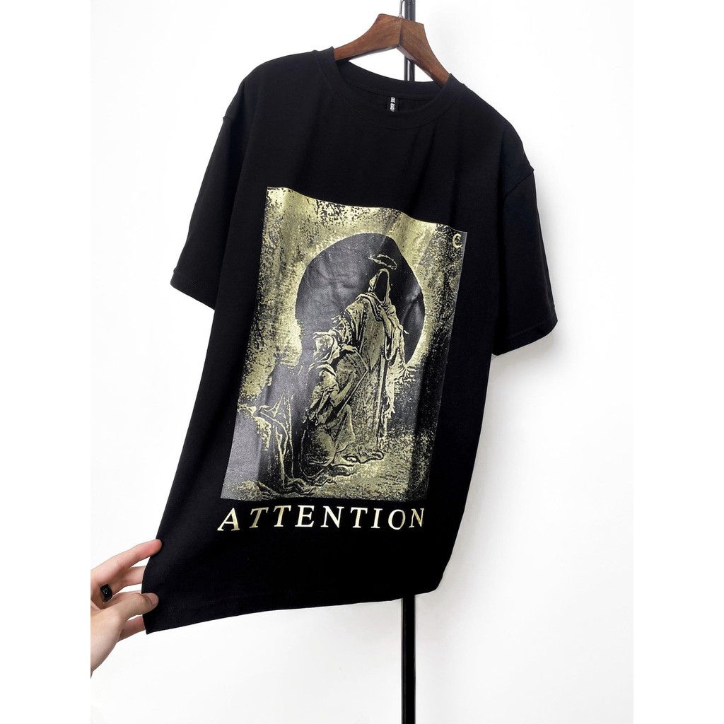 Áo thun tay lỡ Attention, áo phông cotton nam nữ unisex, MSW Town