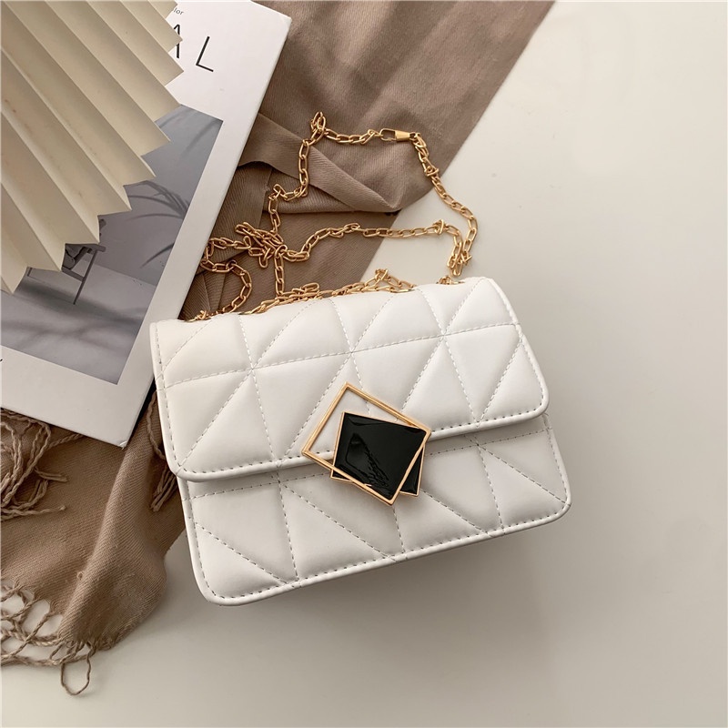 Túi Đeo JASMIN NOIR Chéo Dáng Vuông Nhỏ Họa Tiết Caro Phối Dây Xích Thời Trang Cao Cấp Cho Nữ