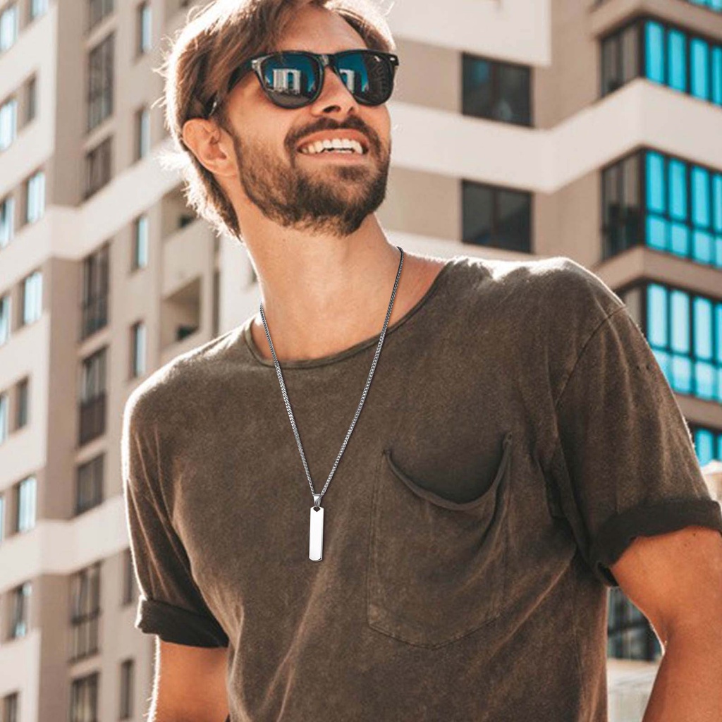 Vnox Vòng cổ Thanh Ngang Dày Mặt Hình Học Đơn Giản Làm Quà Tặng Cho Nam