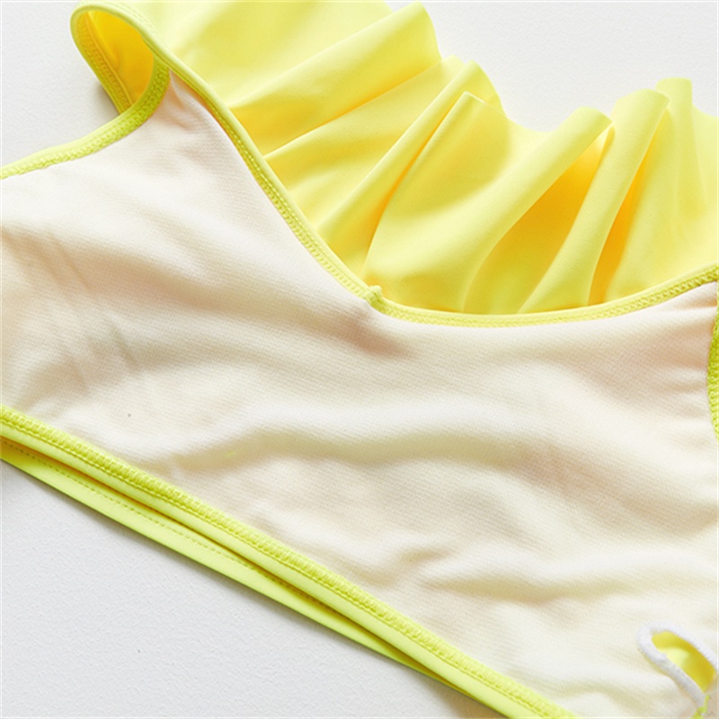 Bộ Đồ Bơi Bikini Hai Mảnh Phối Bèo In Họa Tiết Hoa Thời Trang 2022 Mới Cho Bé Gái 5-14 Tuổi