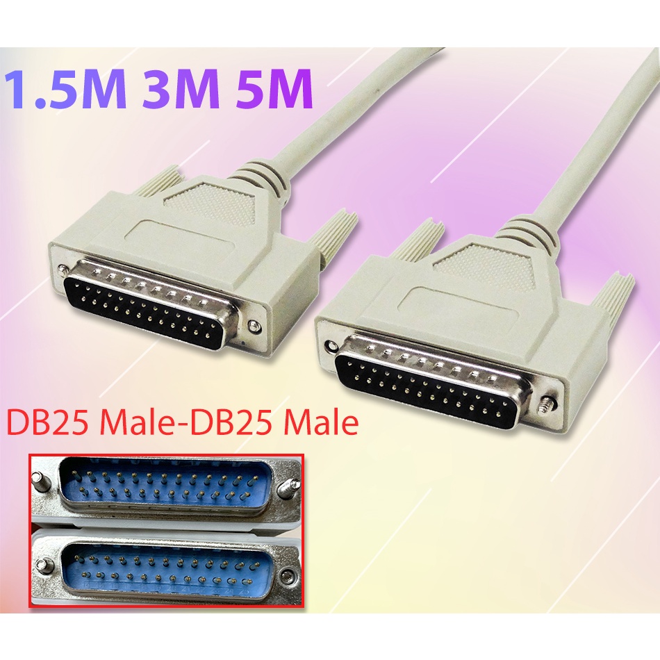 Dây cáp COM DB25 Male to DB25 Male  dài 1.5m 3m 5 mét, dùng cho máy công nghiệp, thiết bị điện tử, máy in