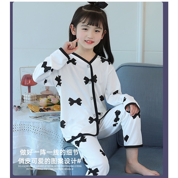 Bộ Đồ Ngủ Tay Dài Chất Cotton Thời Trang Xinh Xắn Cho Bé Gái