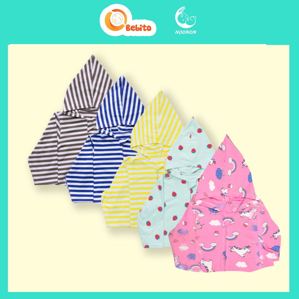 Áo Chống Nắng Trẻ Em, Áo Khoác Thời Trang Cho Bé Từ 5-20Kg Noonon Có Mũ 100% Cotton Hè Thoáng Mát