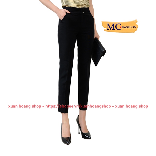 Quần Tây Nữ Đẹp Kiểu Dáng Công Sở Mc, Lưng Cao Màu Xanh Tím Than, Đen, Ống Côn Q0459