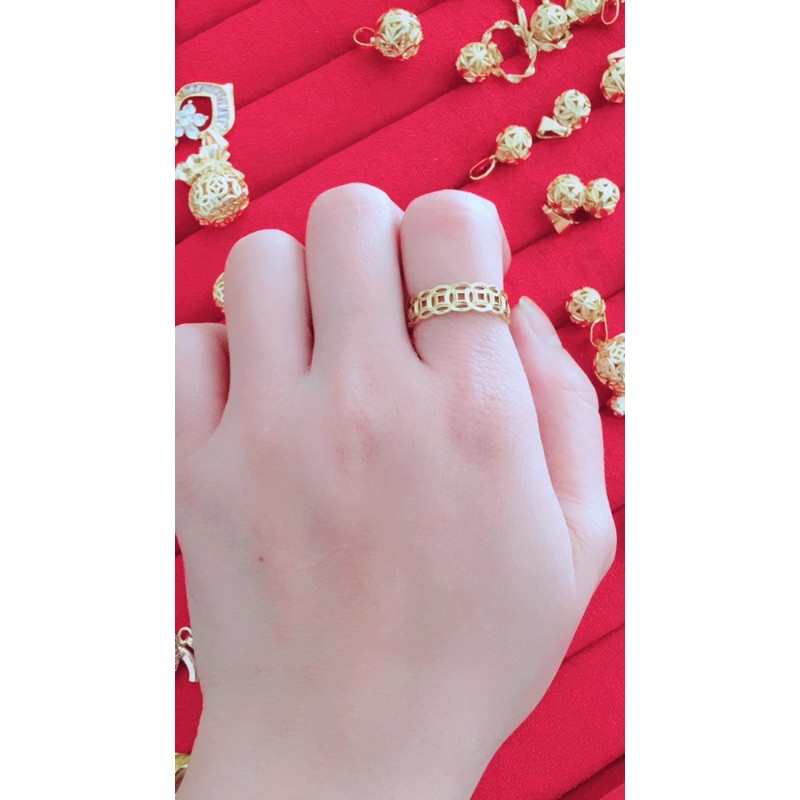 Nhẫn kim tiền bạc xi vàng 24k