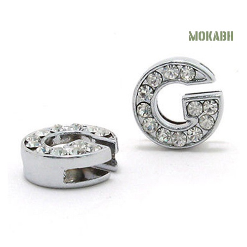 Bộ 10 Hạt Xỏ Lỗ 8mm In Chữ Cái A-Z Dùng Để Làm Vòng Tay Da DIY