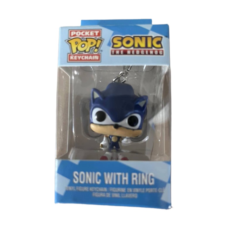 Sonic FUNKO POP Keychain With Ring Anime Game Action Figures Collection Model Toys For Children Boy Christmas Gifts