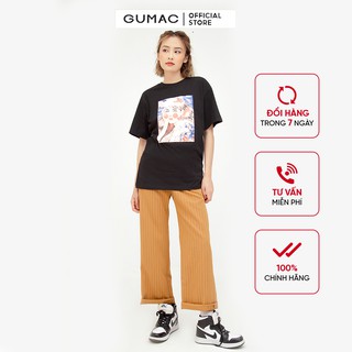 Quần tây nữ ống rộng xếp ly GUMAC kẻ sọc nhiều màu QB588