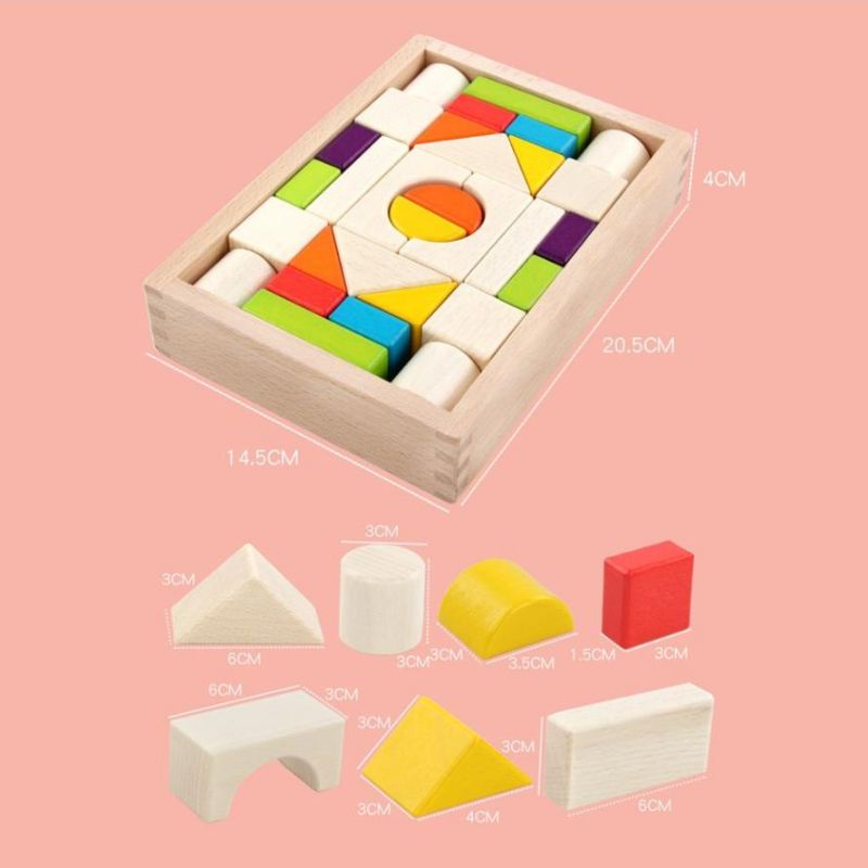 🟥 ĐỒ CHƠI GỖ 30 KHỐI SÁNG TẠO CÙNG BÉ XÂY DỰNG MÔ HÌNH TỪ KHỐI GỖ
