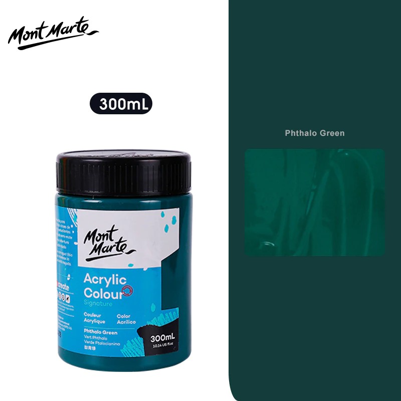 Màu Acrylic Mont Marte 300ml - Phthalo Green - Acrylic Colour Paint Signature 300ml (10.1oz) - MSCH3024