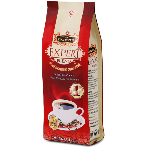Cafe  Rang Xay Expert Blend 1 KING COFFEE - Túi 500g - cà phê nguyên chất Robusta Buôn Ma Thuột và Đà Lạt