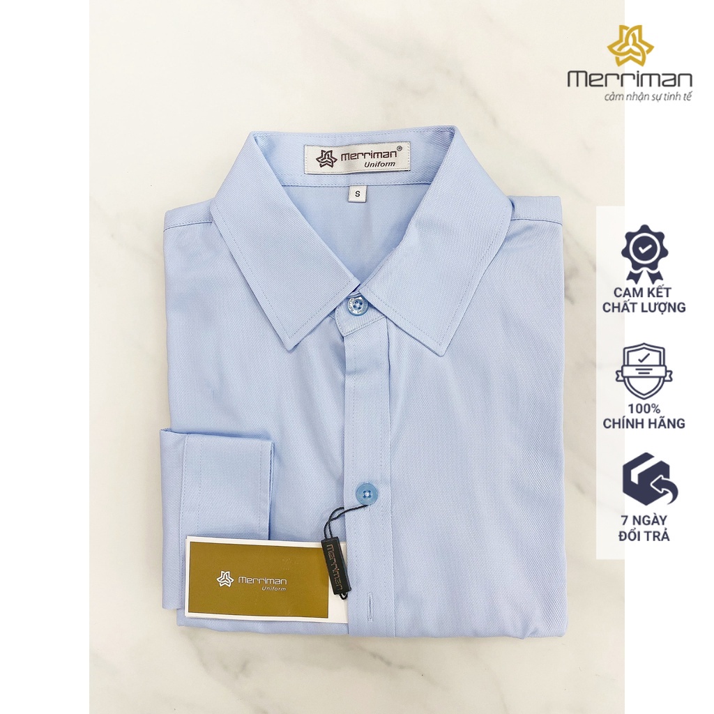 Áo sơ mi nữ ngắn tay màu xanh công sở Merriman mã THWSS010