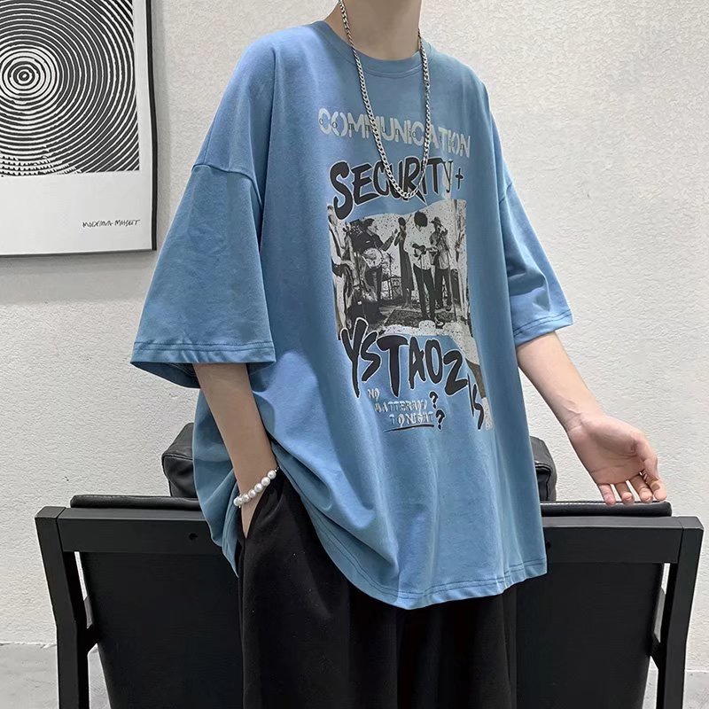 Áo Thun Tay Ngắn Dáng Rộng In Họa Tiết Hoạt Hình Phong Cách Hip Hop Thời Trang Mùa Hè Cho Nam size M-8XL