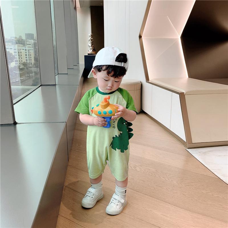 Bộ Áo Liền Quần Mùa Hè Bằng Vải Cotton Dễ Thương Phong Cách Phương Tây Cho Bé Trai