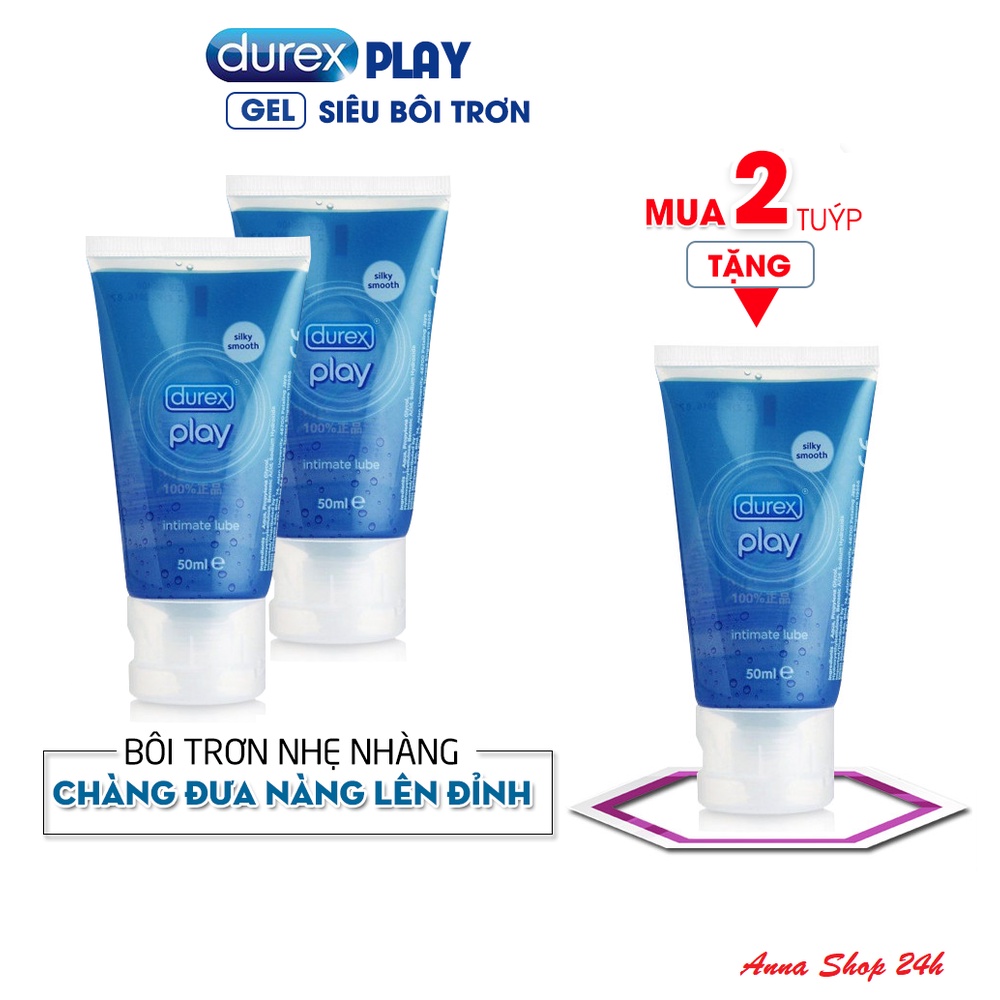 Mua 2 Tuýp Gel Durex Play  + Tặng Ngay 1 Tuýp - Dòng Gel Bôi Trơn Cấp Ẩm Tự Nhiên, Tăng Hưng Phấn