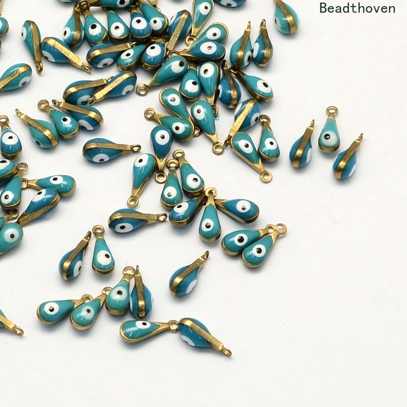 Set 20-30 Mặt Dây Chuyền Hình Giọt Nước Mạ Vàng 11x4x4mm: 1mm