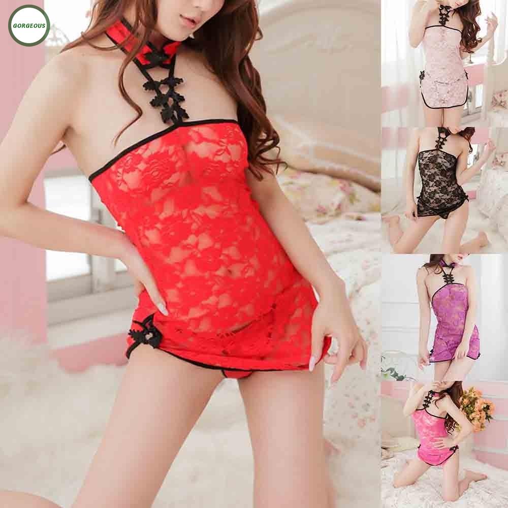 Đầm sườn xám cách tân phối ren màu sắc thời trang quyến rũ cho nữ