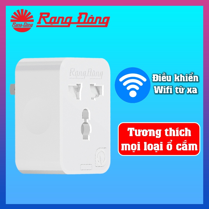 Ổ cắm điện thông minh Rạng Đông 16A điều khiển từ xa, thích hợp với mọi loại chân cắm