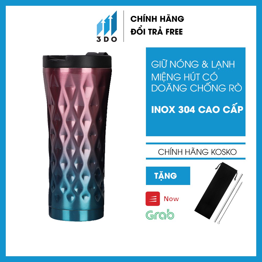 [Mã LIFE10K15 giảm 10K đơn 20K] [Tặng túi và cọ rửa] Bộ ống hút và ly giữ nhiệt inox 304 Kosko bình nước giữ nhiệt