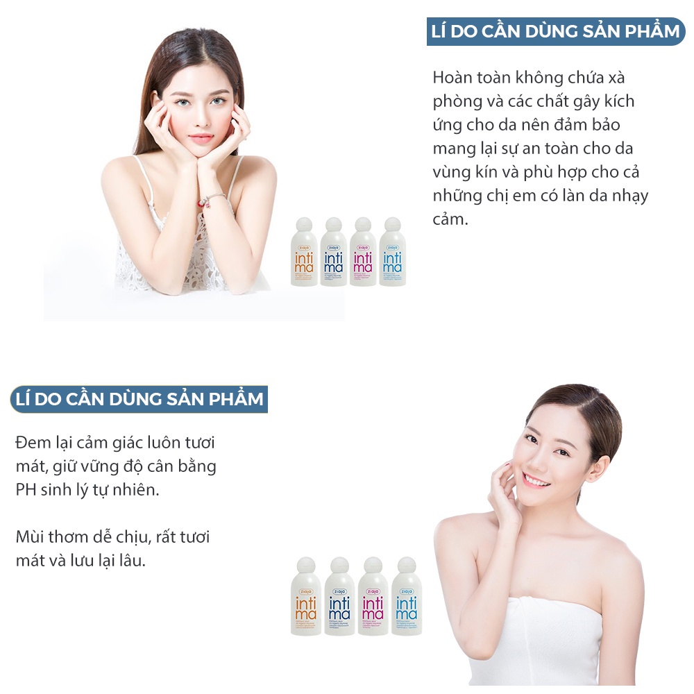 Dung dịch vệ sinh phụ nữ intima ziaja làm sạch chống khô cân bằng pH ngừa vi khuẩn gây mùi - Chai 200ml DD02