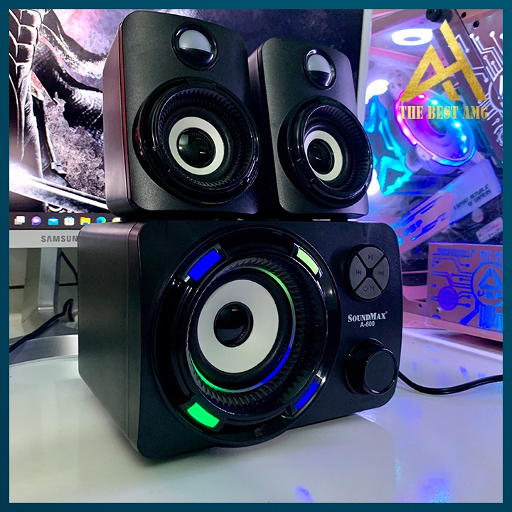 Loa Máy Tính Bluetooth Để Bàn LED RGB 2.1 Soundmax A600 Loa Vi Tính Nghe Nhạc Laptop Pc Gaming Có Dây