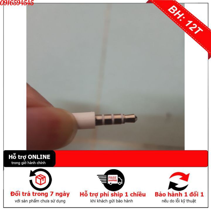 Tai nghe có dây ⚡ FREESHIP ⚡ Tai nghe nhét tai màu trắng, chuẩn zin, Bảo Hành 12 Tháng