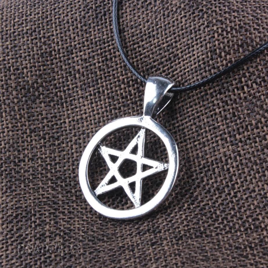 Pentagram Pentacle Star Rune Norse Viking Pendant Necklace Antique Silver
