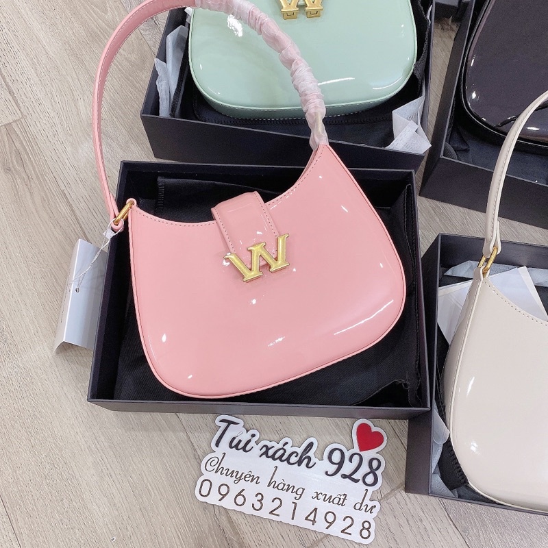 Túi W kẹp nách da bóng size 21cm fullbox