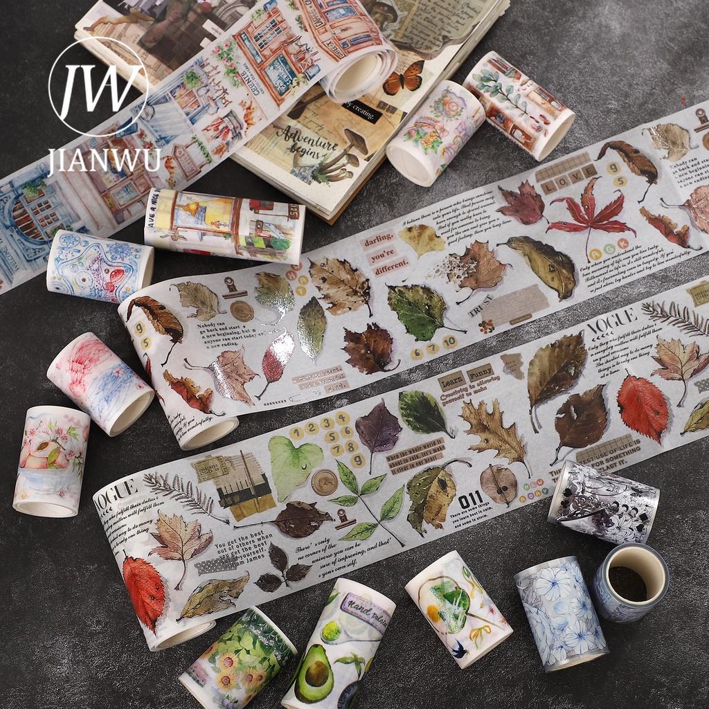 Cuộn Băng Keo Washi 200cm Họa Tiết Dễ Thương Trang Trí Sổ Tay